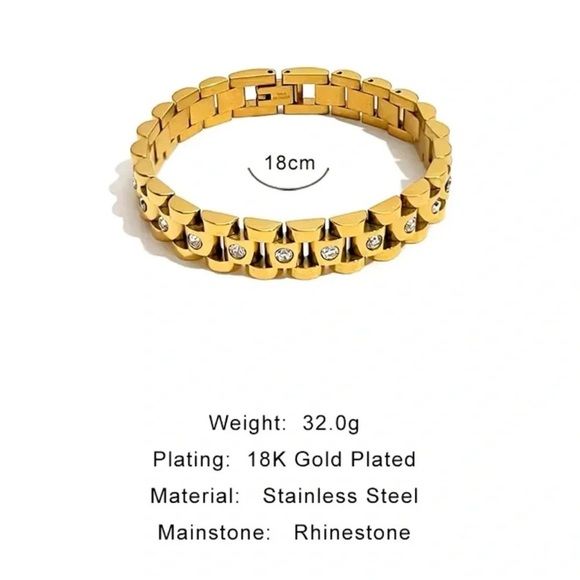Aesthetic Slake Link Crystal 18K Gold Stainless Steel Waterproof  Bracelet - Picture 8 of 12